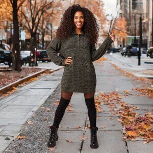 Pierre Cardin Paris Vintage Knitt Sweater Mini Dress Cardigan Shimmer Oversized